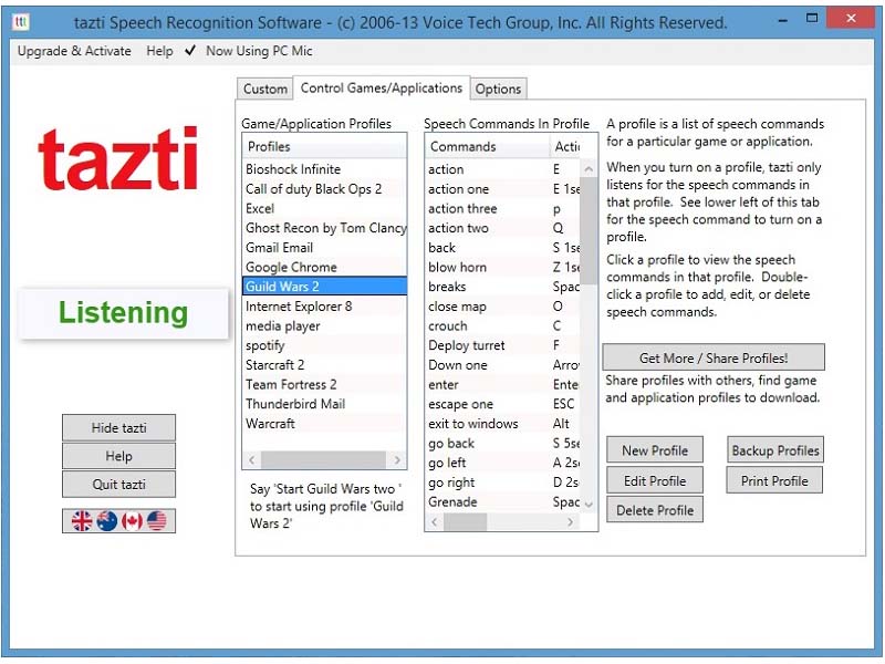 tazti control games and applications